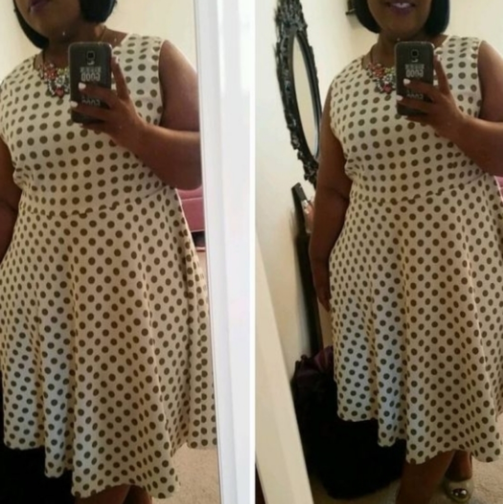 Knee length polka dot dress